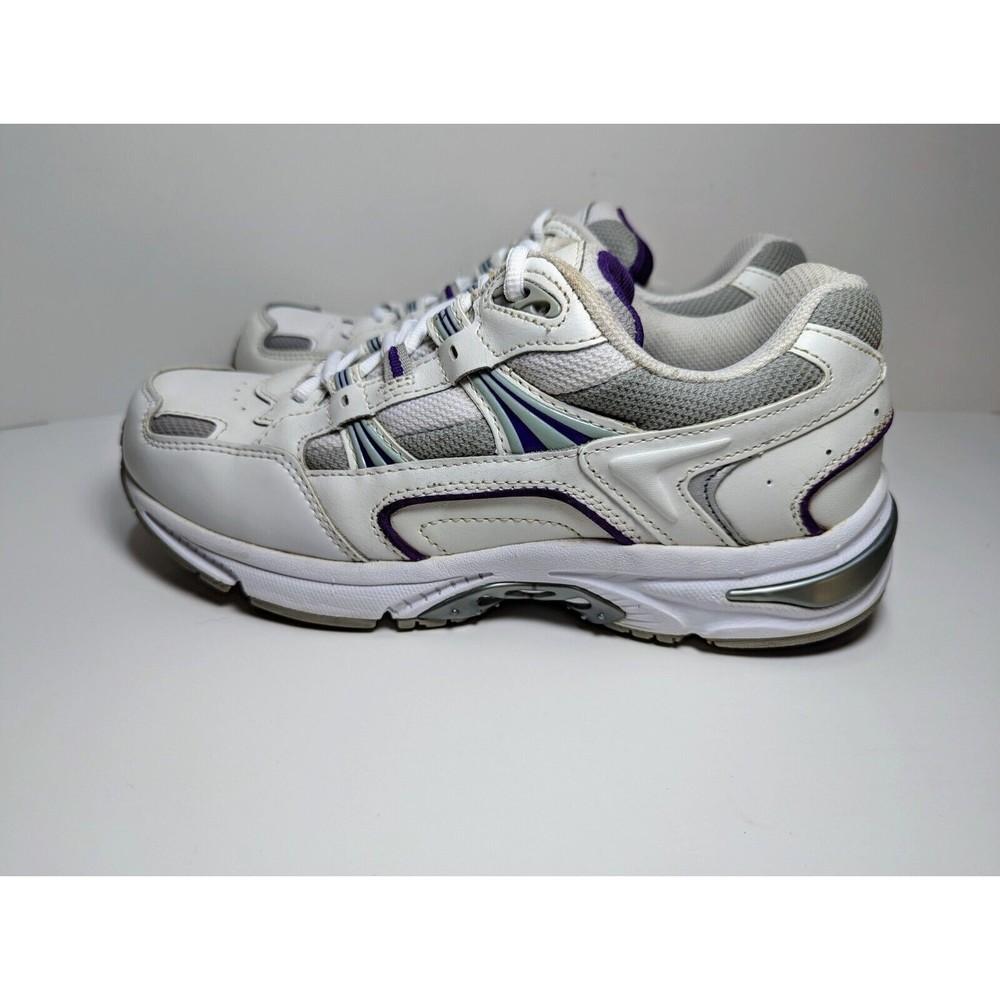 VIONIC White Purple Silver Walk 23 Walker Sneaker Comfort Shoes Sz 8.5 W Leather